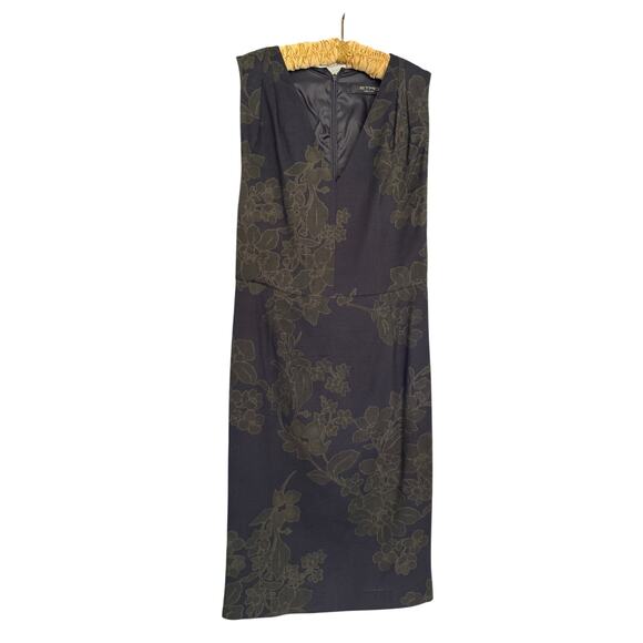 Etro Floral Wool Midi Sheath Dress with Velvet Sleeves - Picture 11 of 11